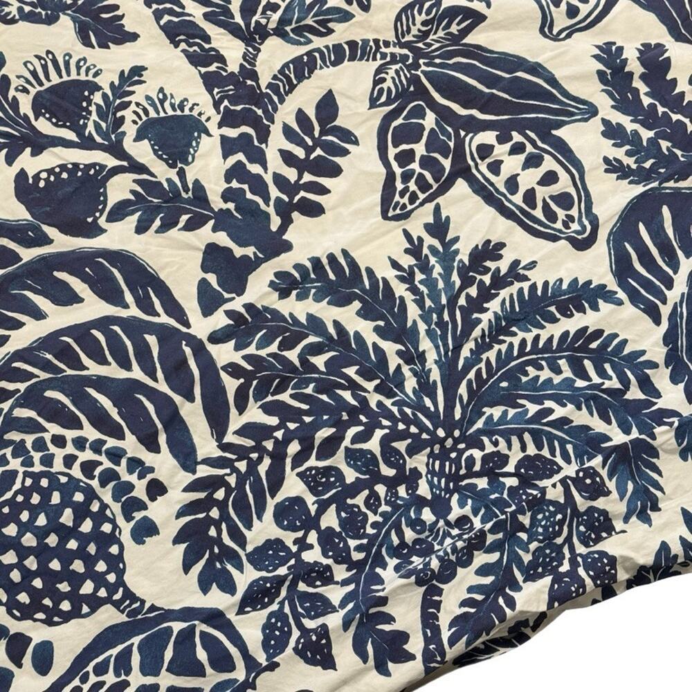 Pottery Barn Botanical Rae King Size Duvet Cotton Bedding Tropical Print Blue - Picture 5 of 7